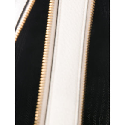 New  Vitello Phenix White Leather Double Zip Camera Crossbody 1BH079