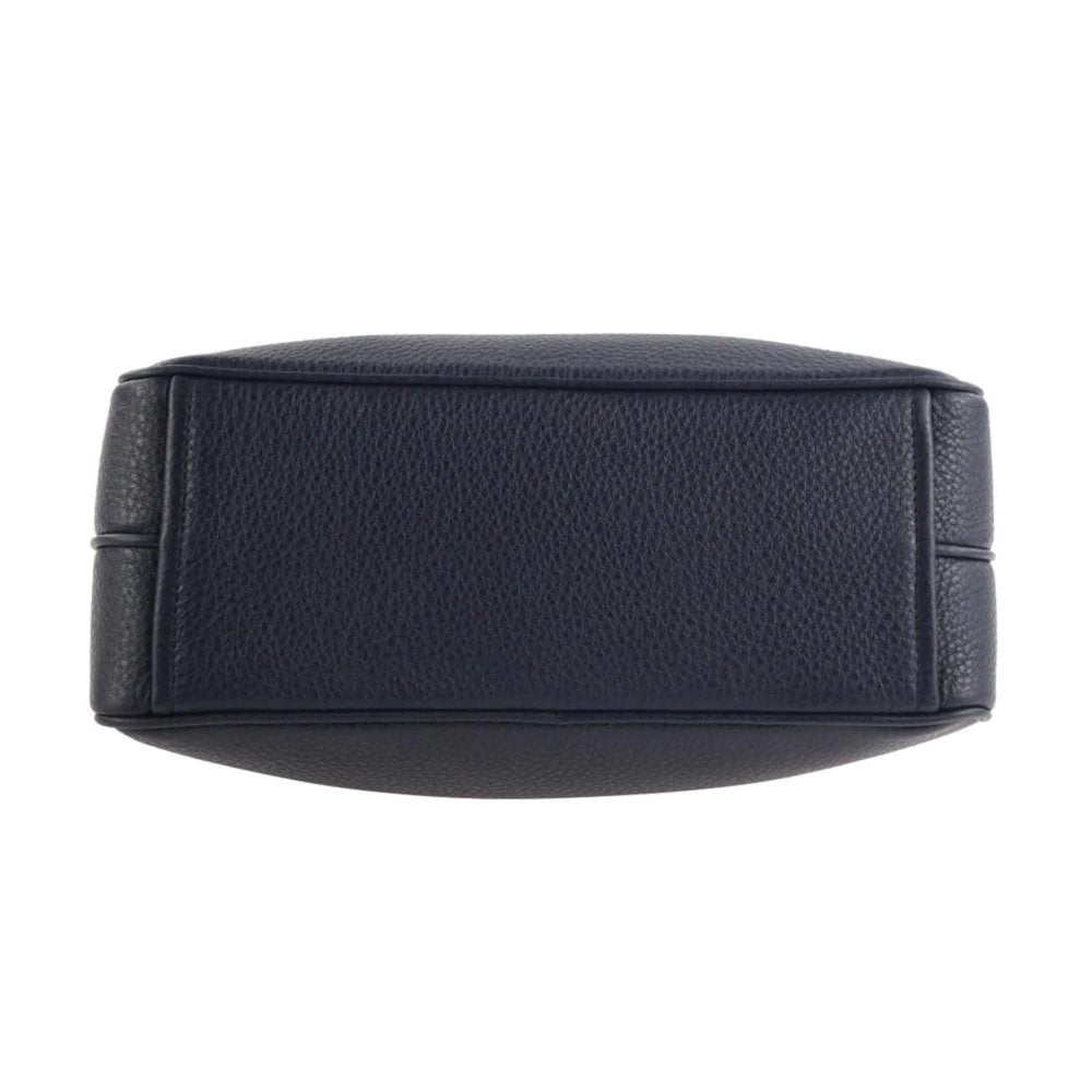 Baltico Blue Vitello Phenix Leather Double Zip Crossbody Bag 1BH079