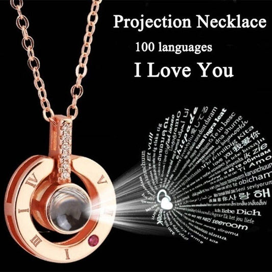I LOVE YOU in 100 Languages Pendant Necklace Romantic Day Valentine'S Day Gifts