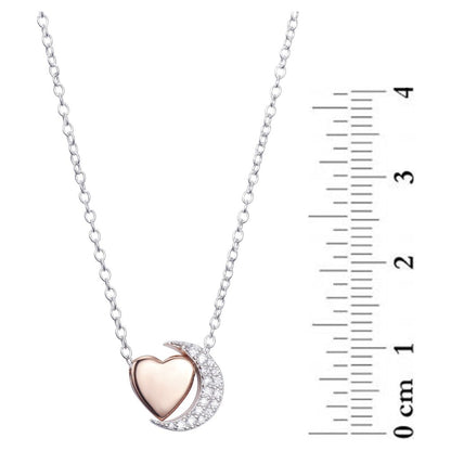 18" Crescent Moon & Heart Slider Pendant Necklace