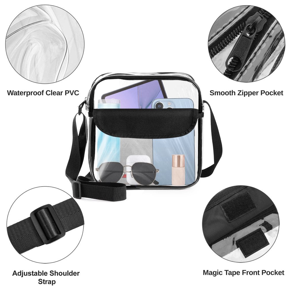 Stadium Approved Clear Bag, Waterproof Clear Crossbody Bag with Adjustable Strap for Concerts